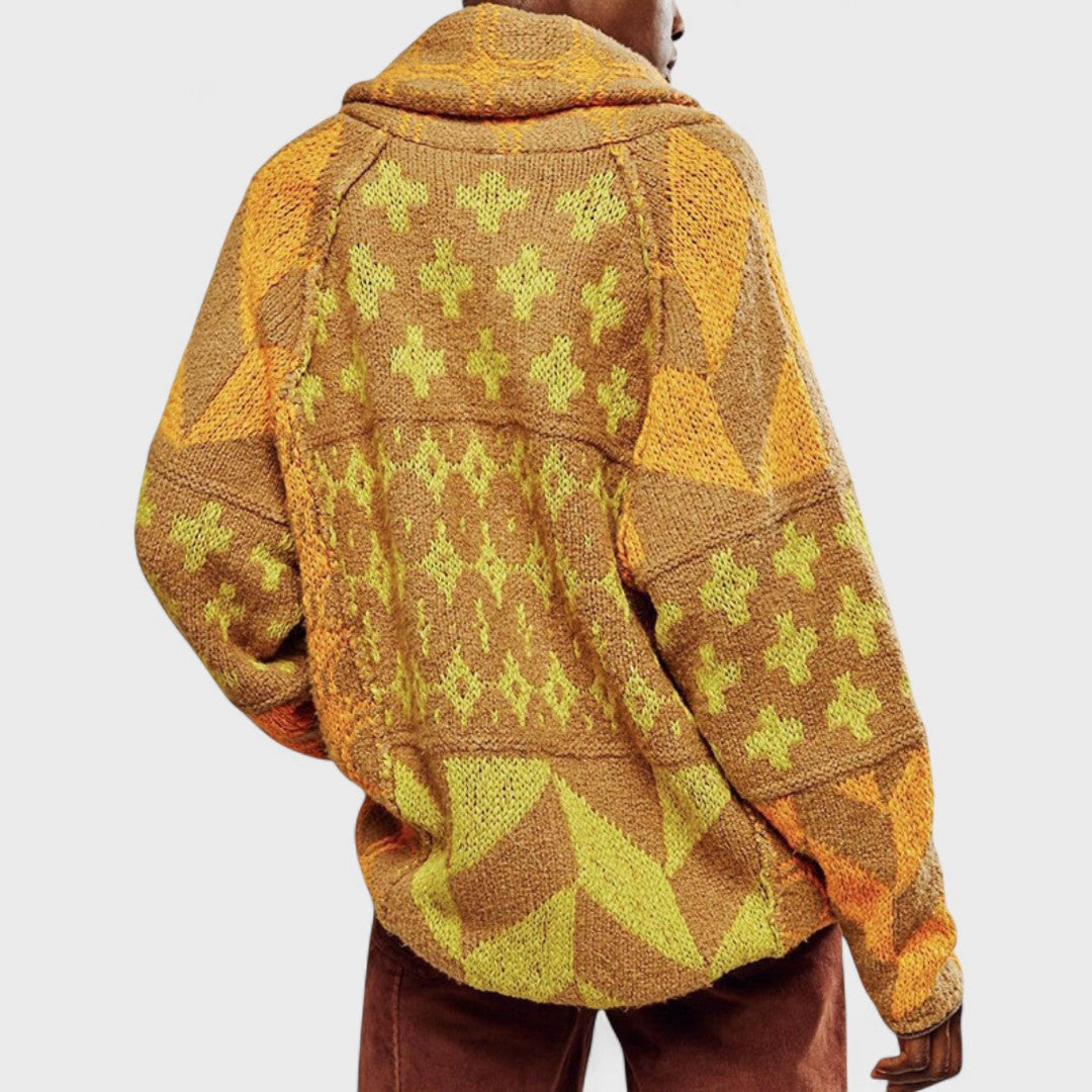 Fenella – Vintage Cardigan with Button-Down Collar and Long Sleeves