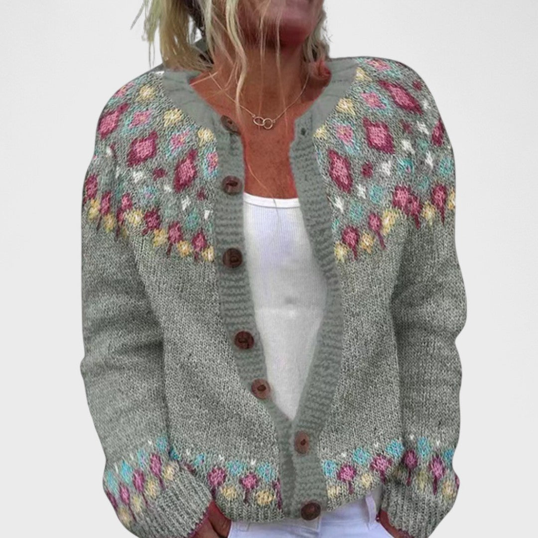 Havenna – Chunky Knit Cardigan with Chic Pattern