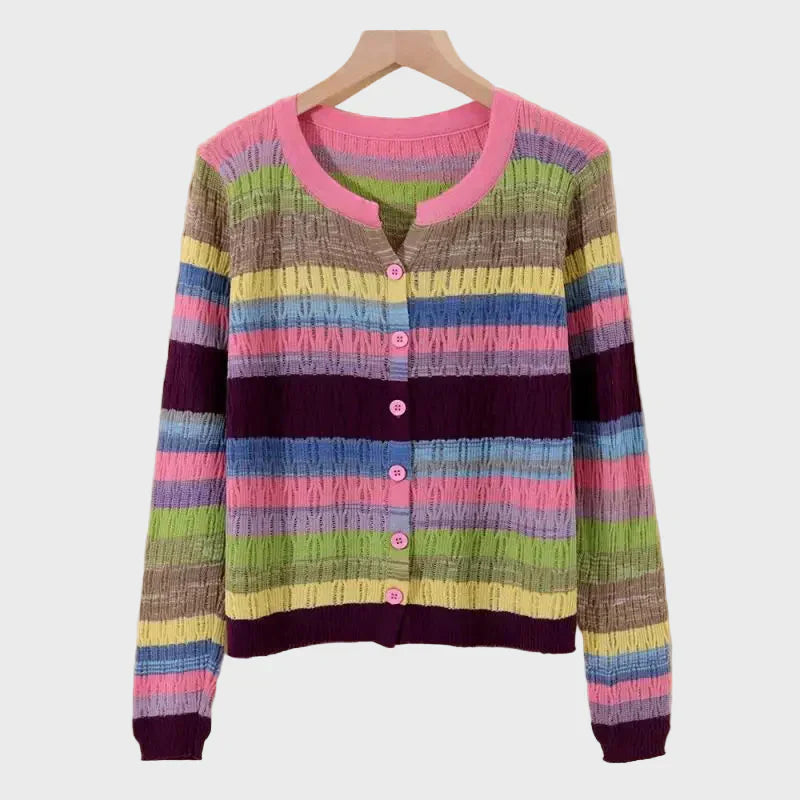 Denali - Knitted Cardigan With Retro-Inspired Striped Design