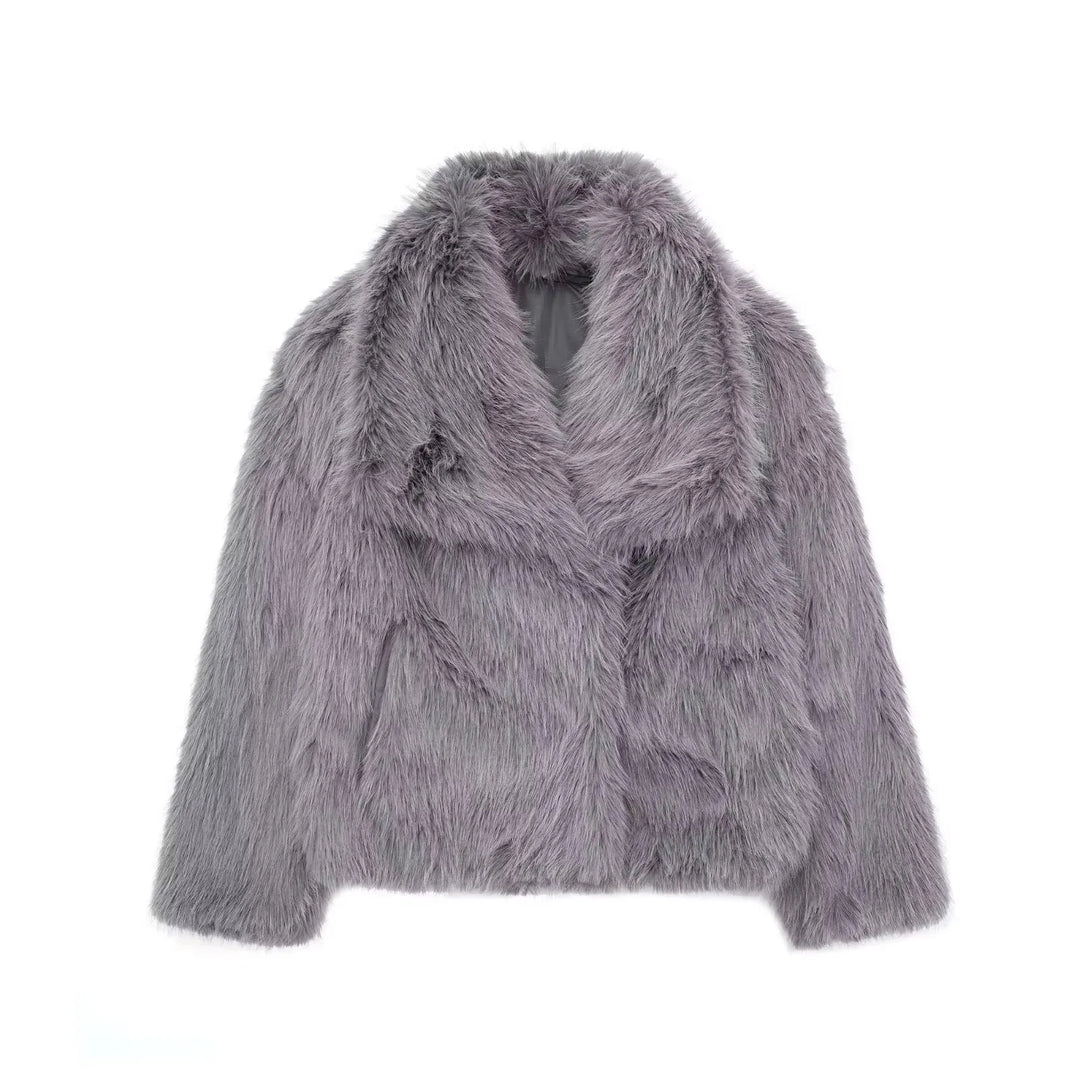Eugenia - Women Elegant Faux Fur Coat Warm Fluffy