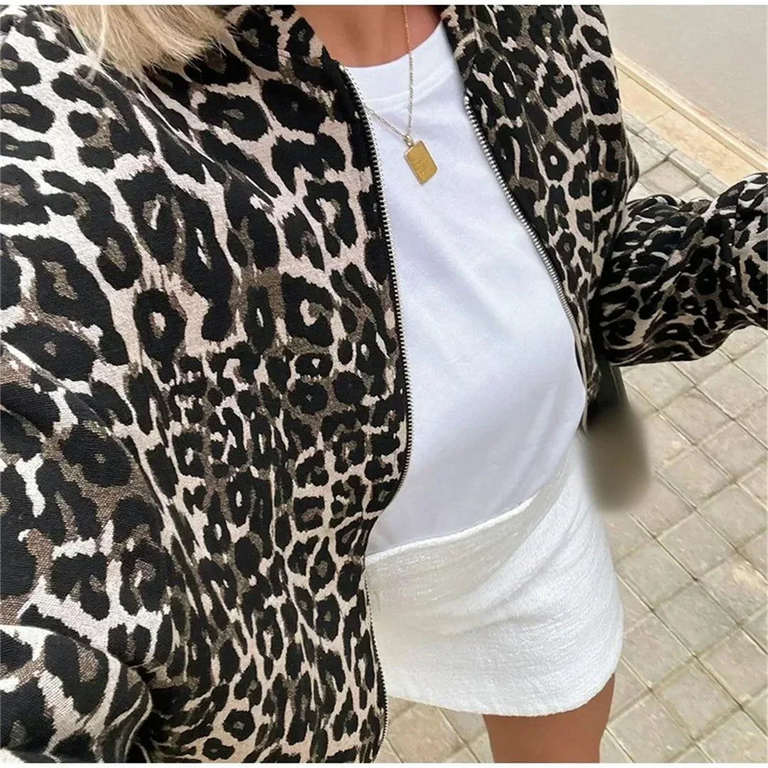 Cambria - Leopard Print Bomber Jacket