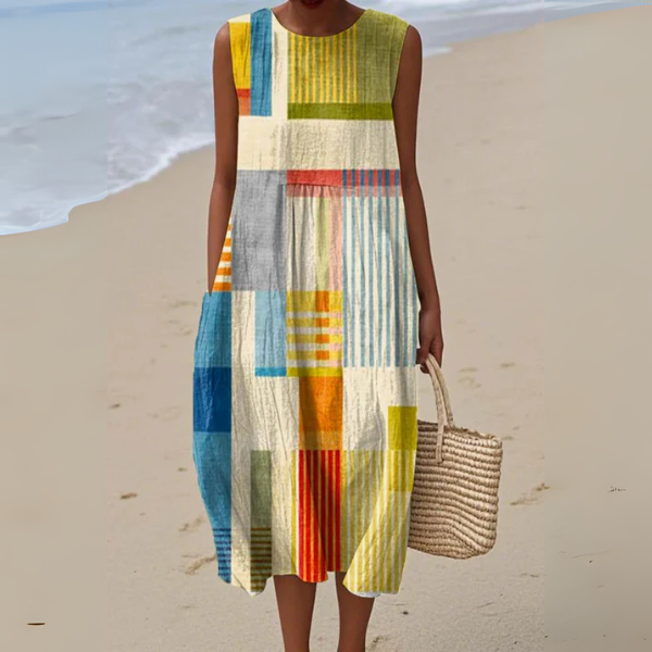 Mavina -  Striped Midi Dress