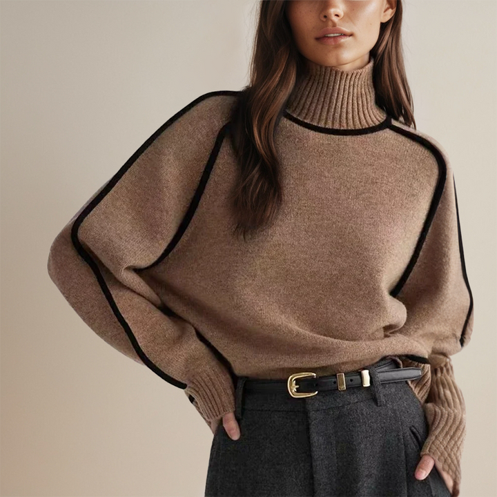 Helena - Luxurious Cashmere Turtleneck with Contrasting Details