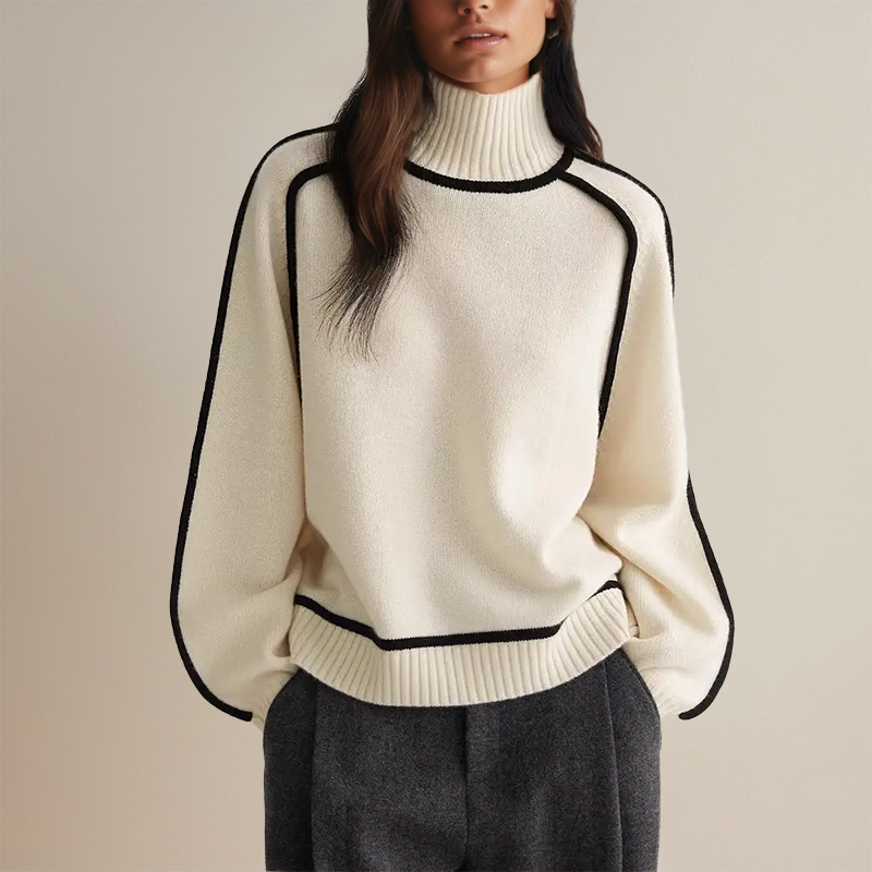 Helena - Luxurious Cashmere Turtleneck with Contrasting Details