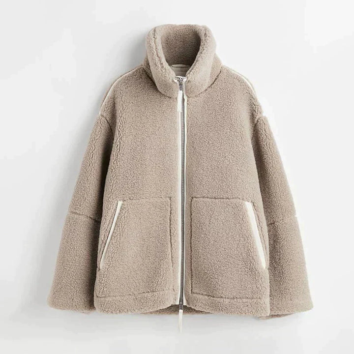 Rose - Women's oversized teddy coat with zipper