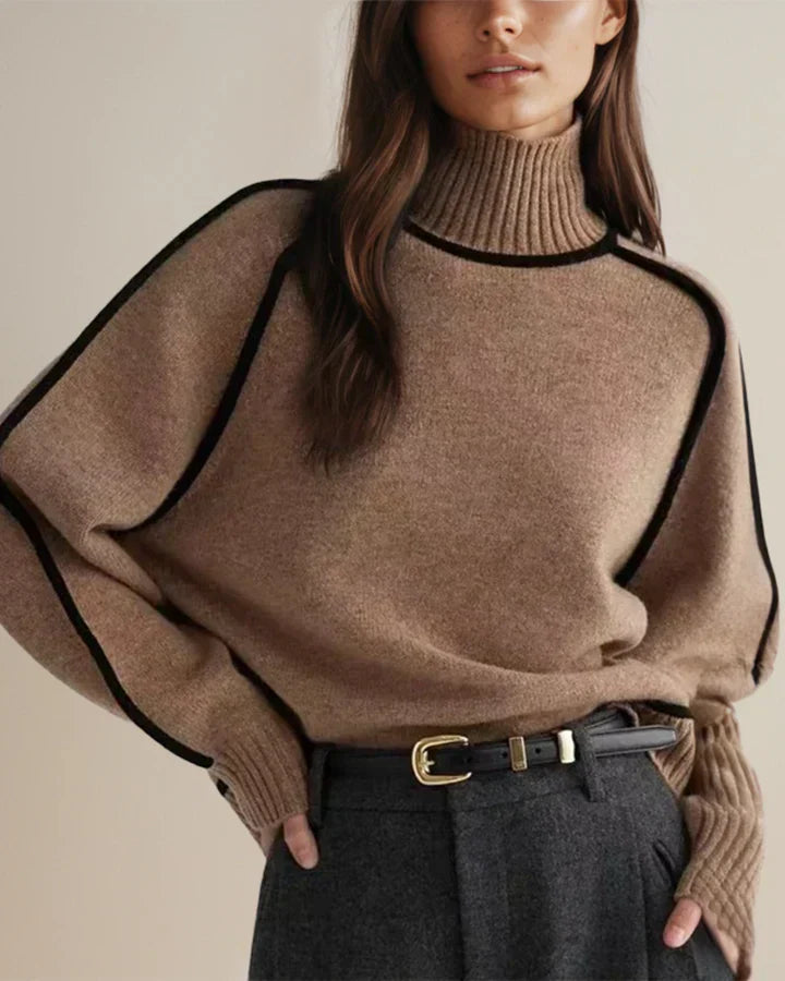 Winona - Loose Fit Turtleneck Striped Sweater