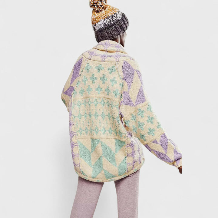 Fenella – Vintage Cardigan with Button-Down Collar and Long Sleeves