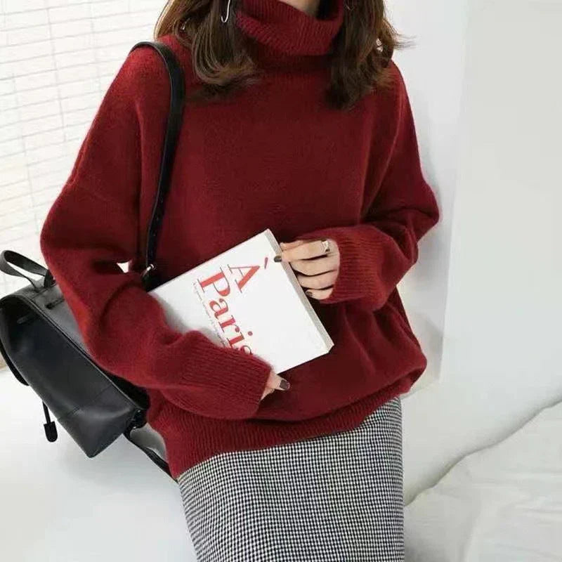 Xavier - High Collar Loose Knitted Sweater