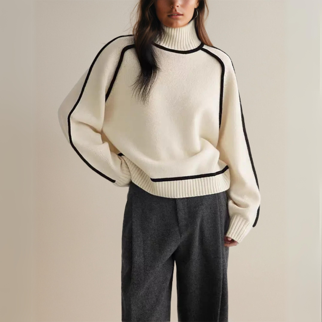 Winona - Loose Fit Turtleneck Striped Sweater