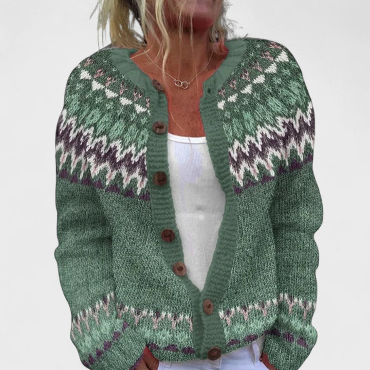 Havenna – Chunky Knit Cardigan with Chic Pattern