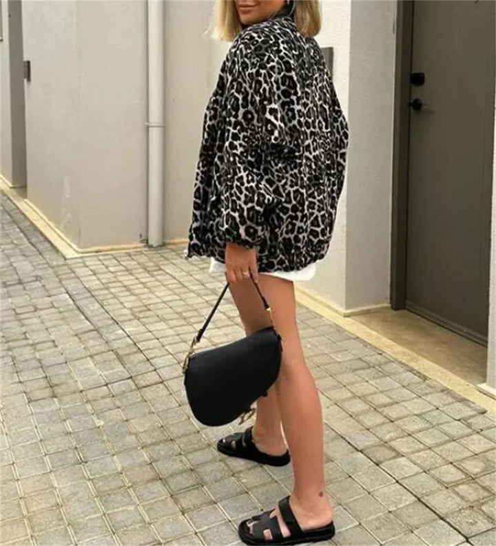 Cambria - Leopard Print Bomber Jacket