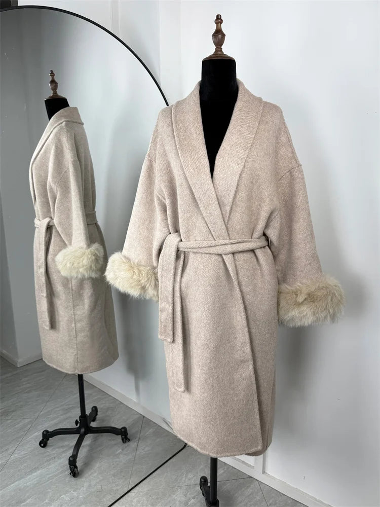 Eulalia - Tossy Fox Fur Wool Overcoat Women's Short Coat
