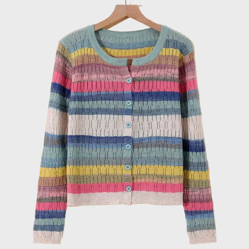 Denali - Knitted Cardigan With Retro-Inspired Striped Design