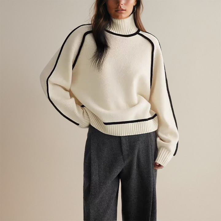 Helena - Luxurious Cashmere Turtleneck with Contrasting Details